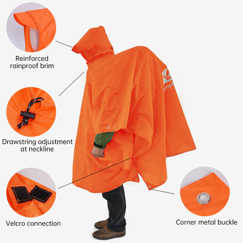Camping Rain Poncho - 3 in 1 방수 레인코트 경량