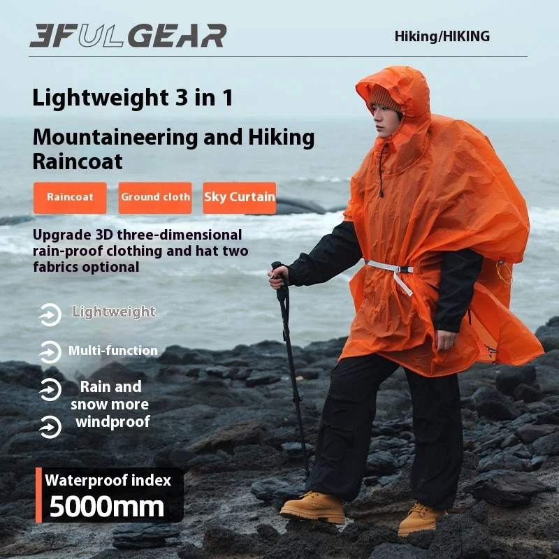 Camping Rain Poncho - 3F UL GEAR 초경량 하이킹 레인코트
