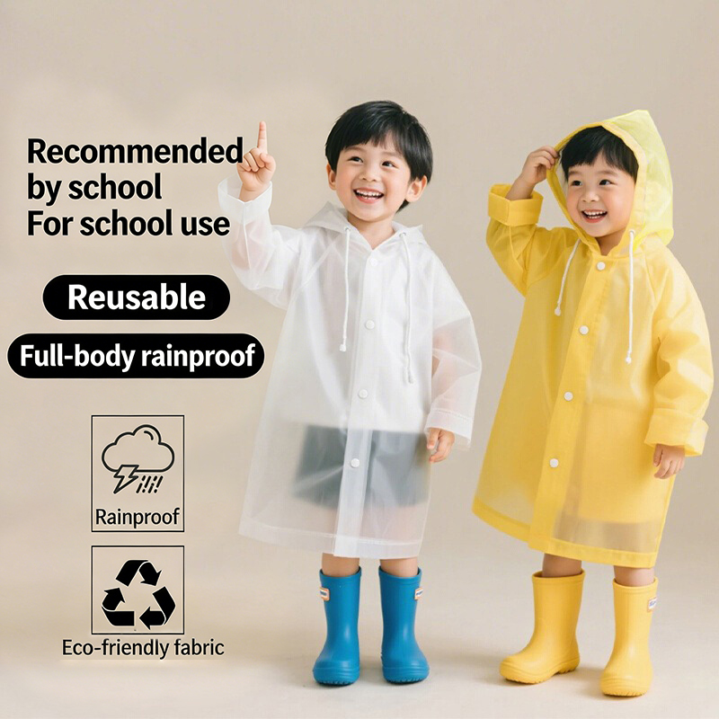 Camping Rain Poncho - 어린이용 일회용 레인코트 EVA 롱 원피스