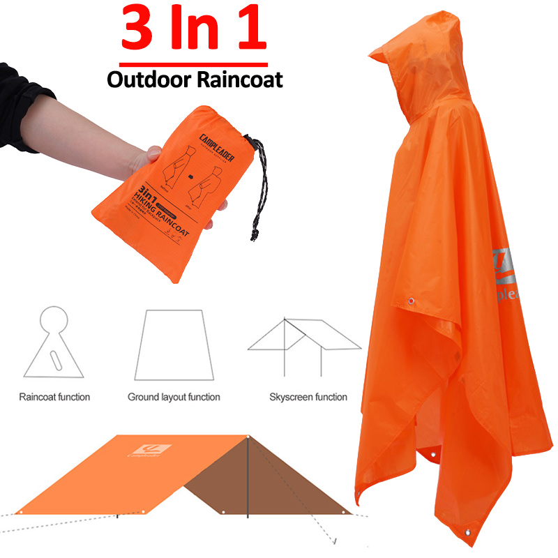 Camping Rain Poncho - 3 In 1 야외 비옷 후드