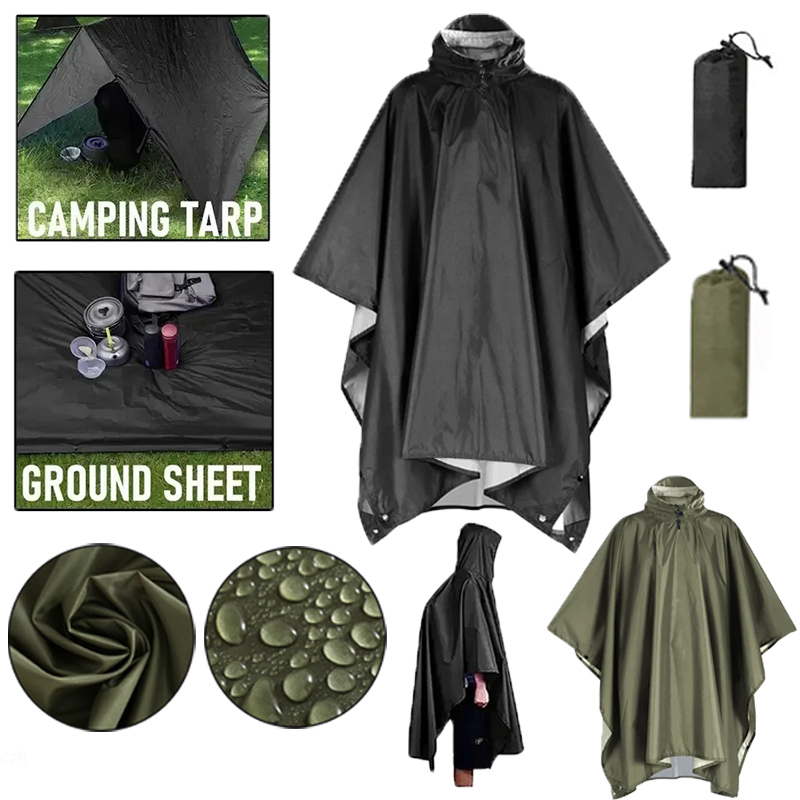 Camping Rain Poncho - 야외 3 In 1 군용 비옷