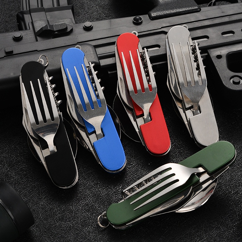 Outdoor Camping Utensils - 4 in 1 접이식 식기 분리형