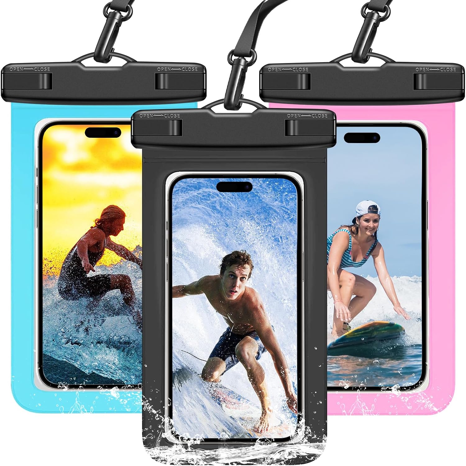 Outdoor Camping Bag - 3팩 멀티컬러 IPX8 방수폰 파우치 HD