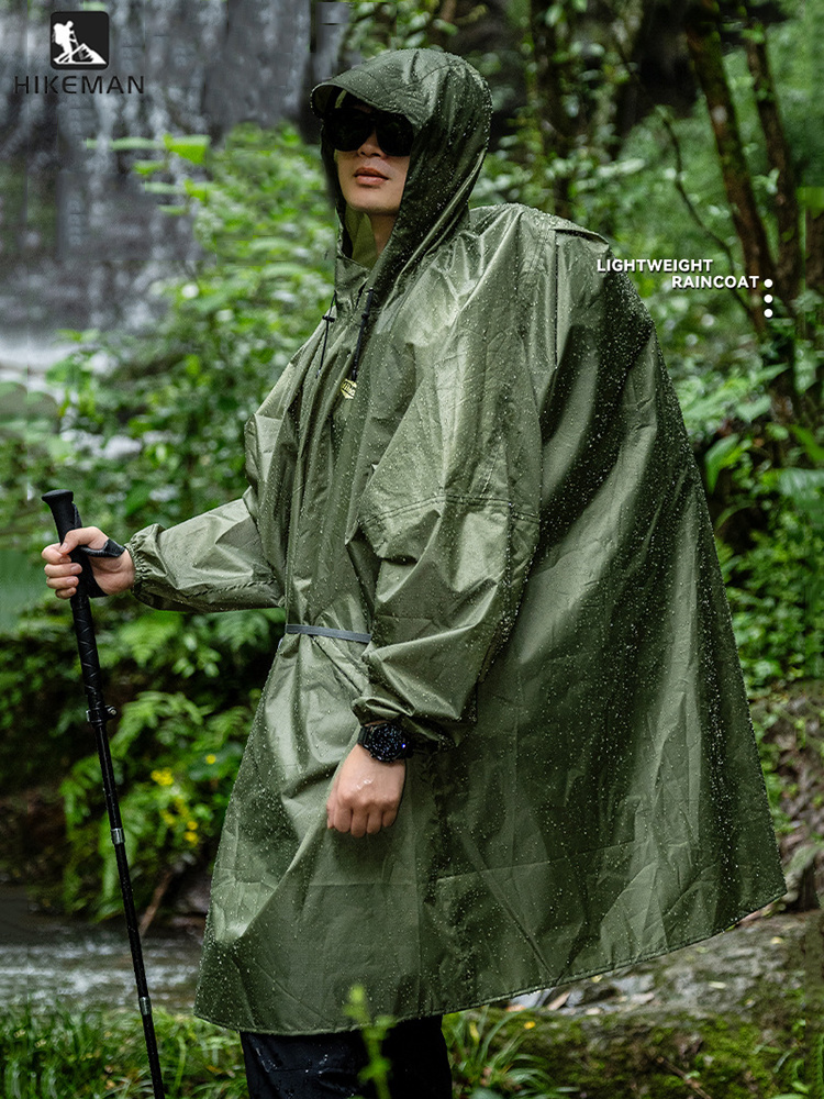 Camping Rain Poncho - 초경량 지퍼 레인코트 210T 폴리에스터 방수