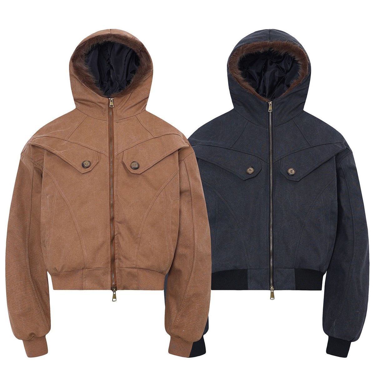 Best Outdoor Camping Jacket - 퍼 칼라 재킷 Y2K 남성 데님