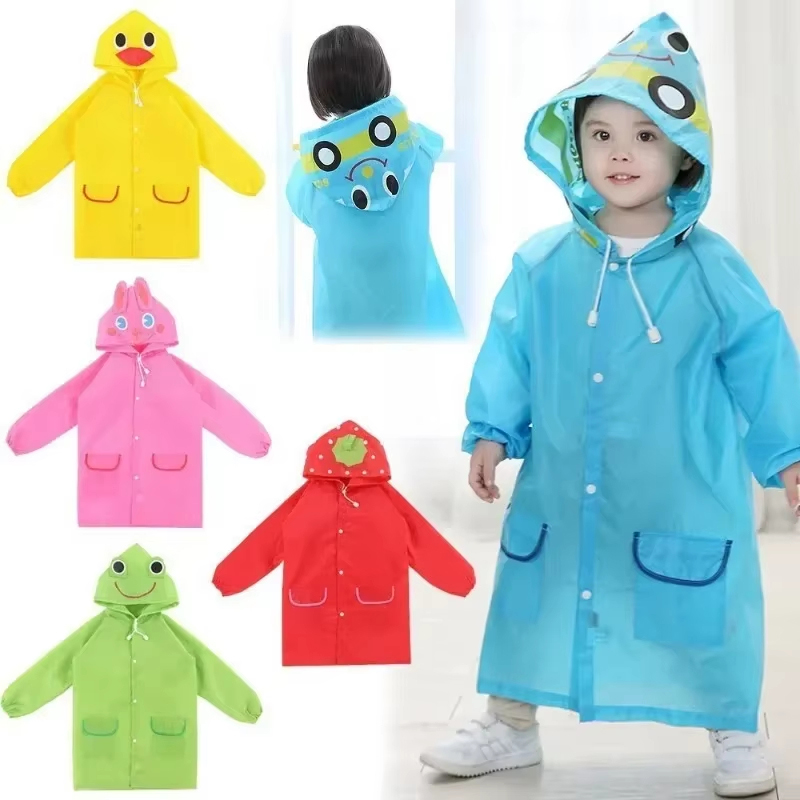 Camping Rain Poncho - 어린이 만화 동물 스타일 방수 비옷,