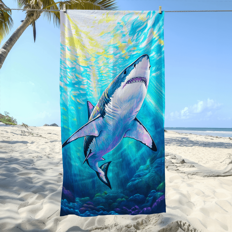 Camp Towel Microfiber - 1개 상어 무늬 모래 방지 극세사