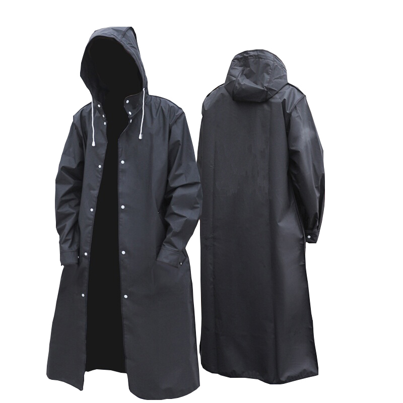 Camping Rain Poncho - 블랙 패션 성인 방수 긴 비옷