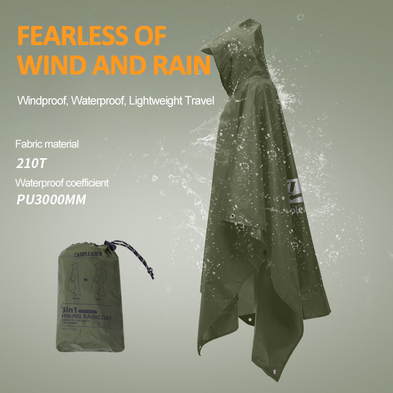 Camping Rain Poncho - 3 in 1 아웃도어 레인코트 후드