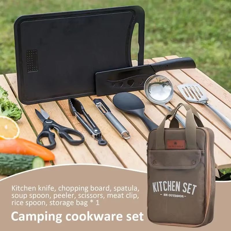 8pcs 캠핑 주방 조리기구 세트 휴대용 가방 야외 여 - Outdoor Camping Utensils 리뷰 및 가격