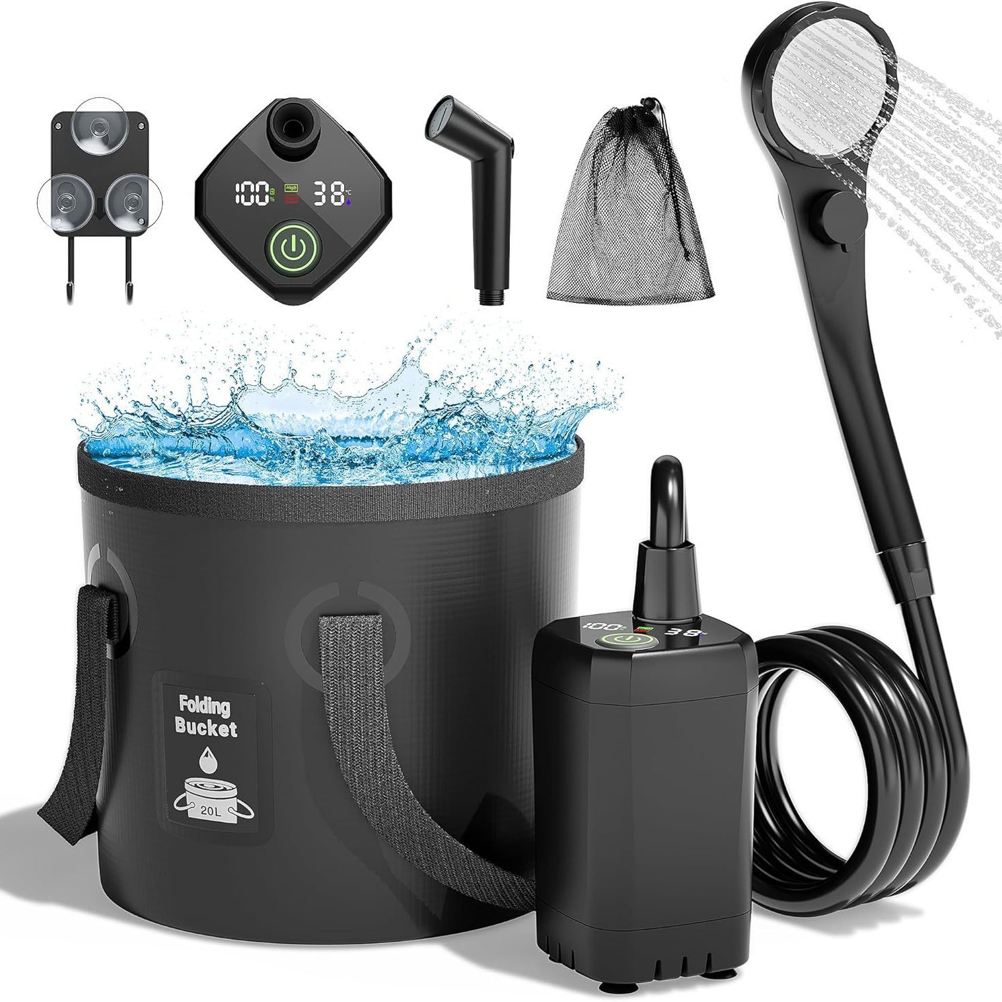 휴대용 자흡식 전기 야외 샤워기, 가정, 기숙사, 시골 - Portable Camping Shower 리뷰 및 가격
