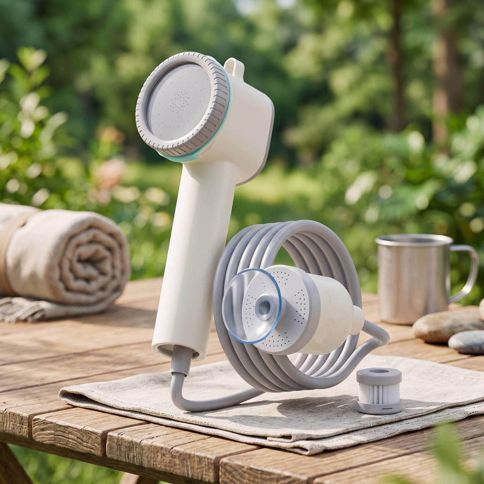 휴대용 전기 샤워 키트(흡착판 베이스 포함) - 야외  - Portable Camping Shower 리뷰 및 가격