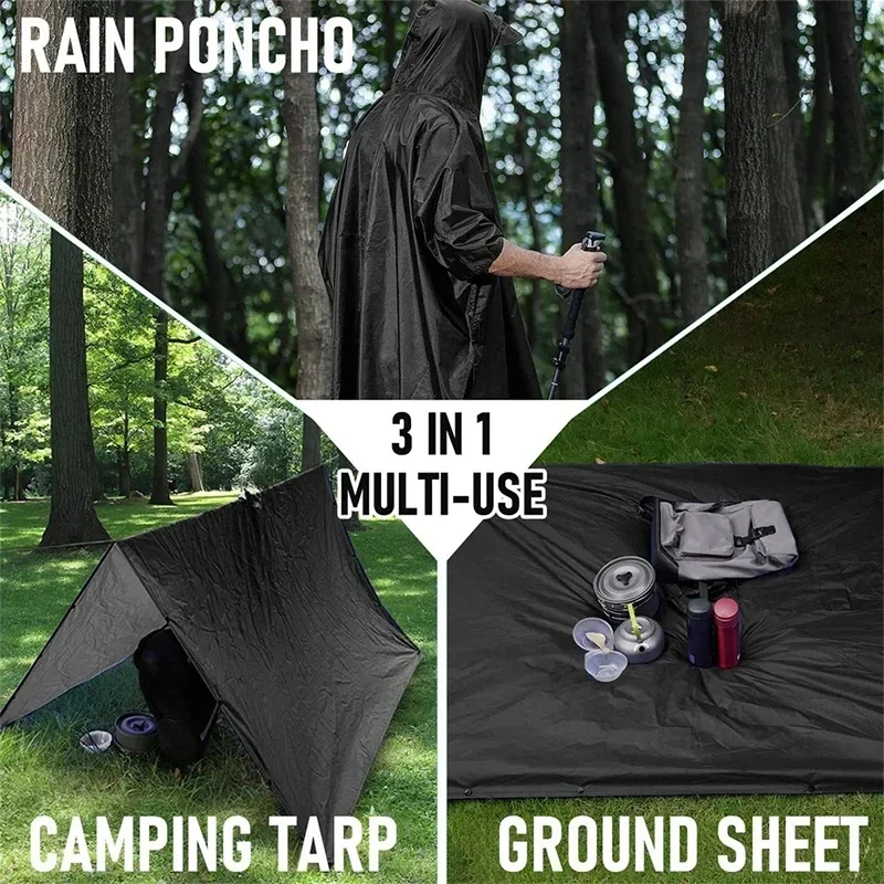 야외 3 In 1 군용 비옷 후드 슬리브 방수 비 판초 - Camping Rain Poncho 리뷰 및 가격