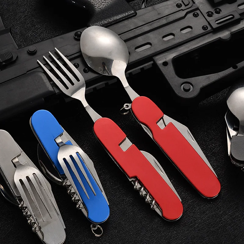 4 in 1 접이식 식기 분리형 캠핑 용품 스테인레스  - Outdoor Camping Utensils 리뷰 및 가격