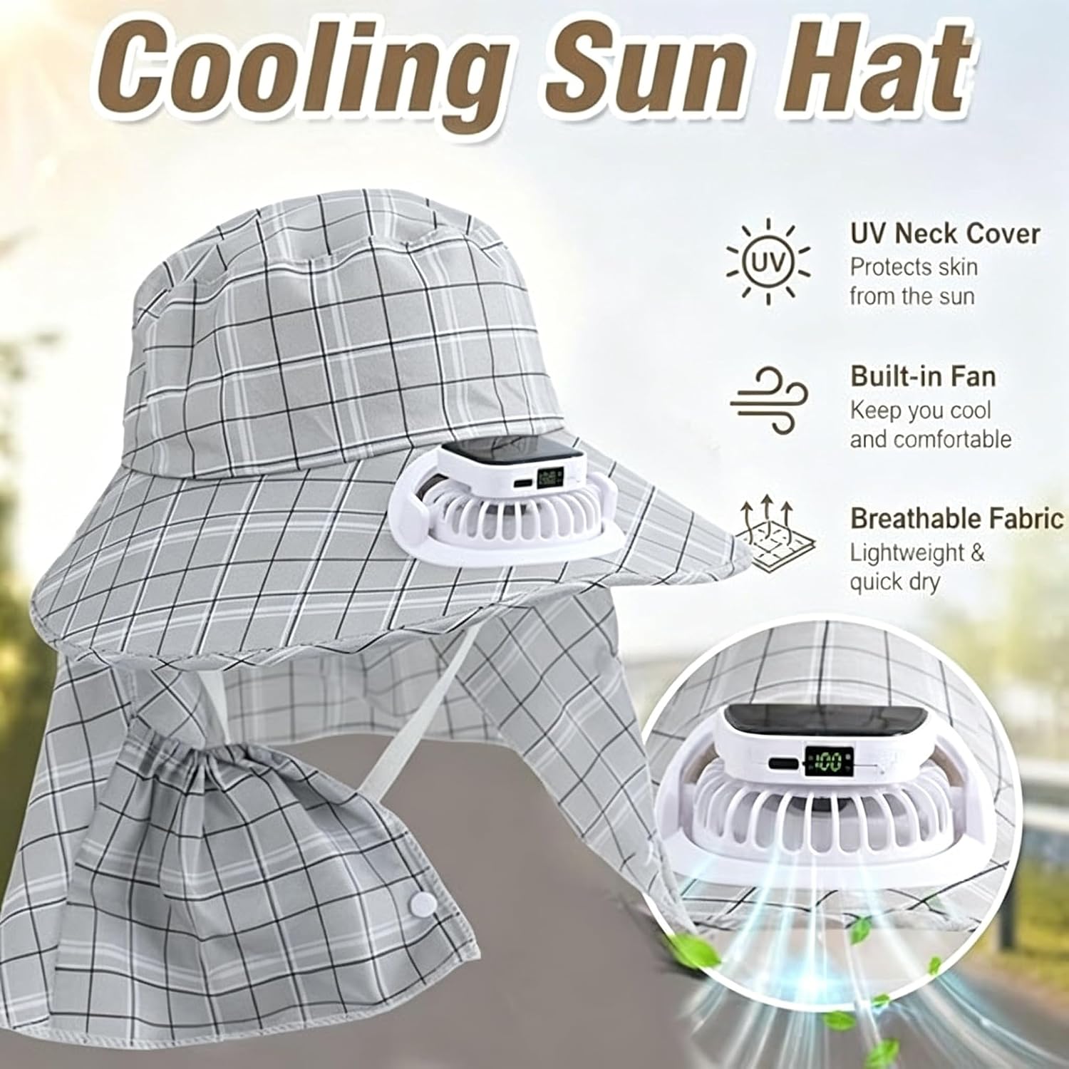 1PC 태양광 넥 가드 팬 모자 USB 충전식 팬 모자 - Outdoor Camping Fan 리뷰 및 가격