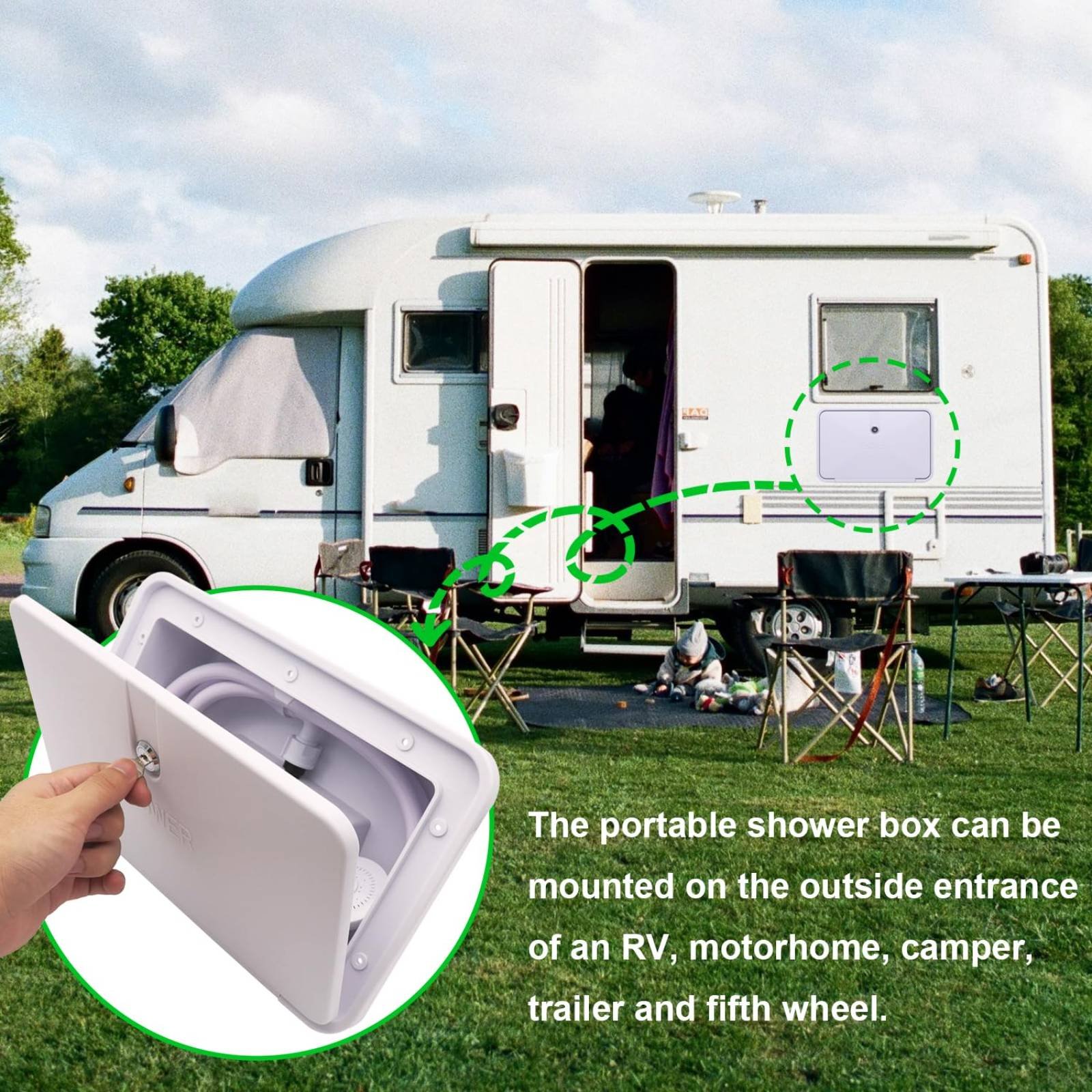 RV 외부 샤워 박스 소형 RV 야외 샤워 키트 캠핑  - Outdoor Camping Showers 리뷰 및 가격