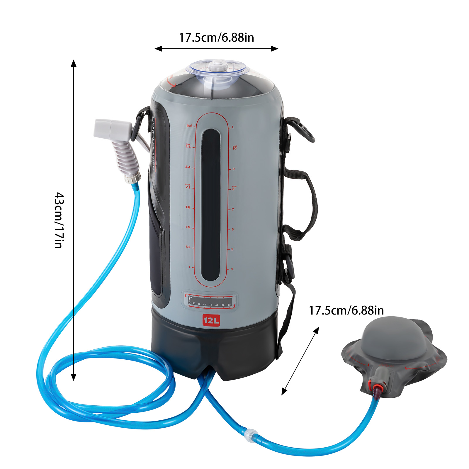 12L 캠핑 샤워 솔라 샤워 정원 샤워 펌프 헤드 포함 - Portable Camping Shower 리뷰 및 가격