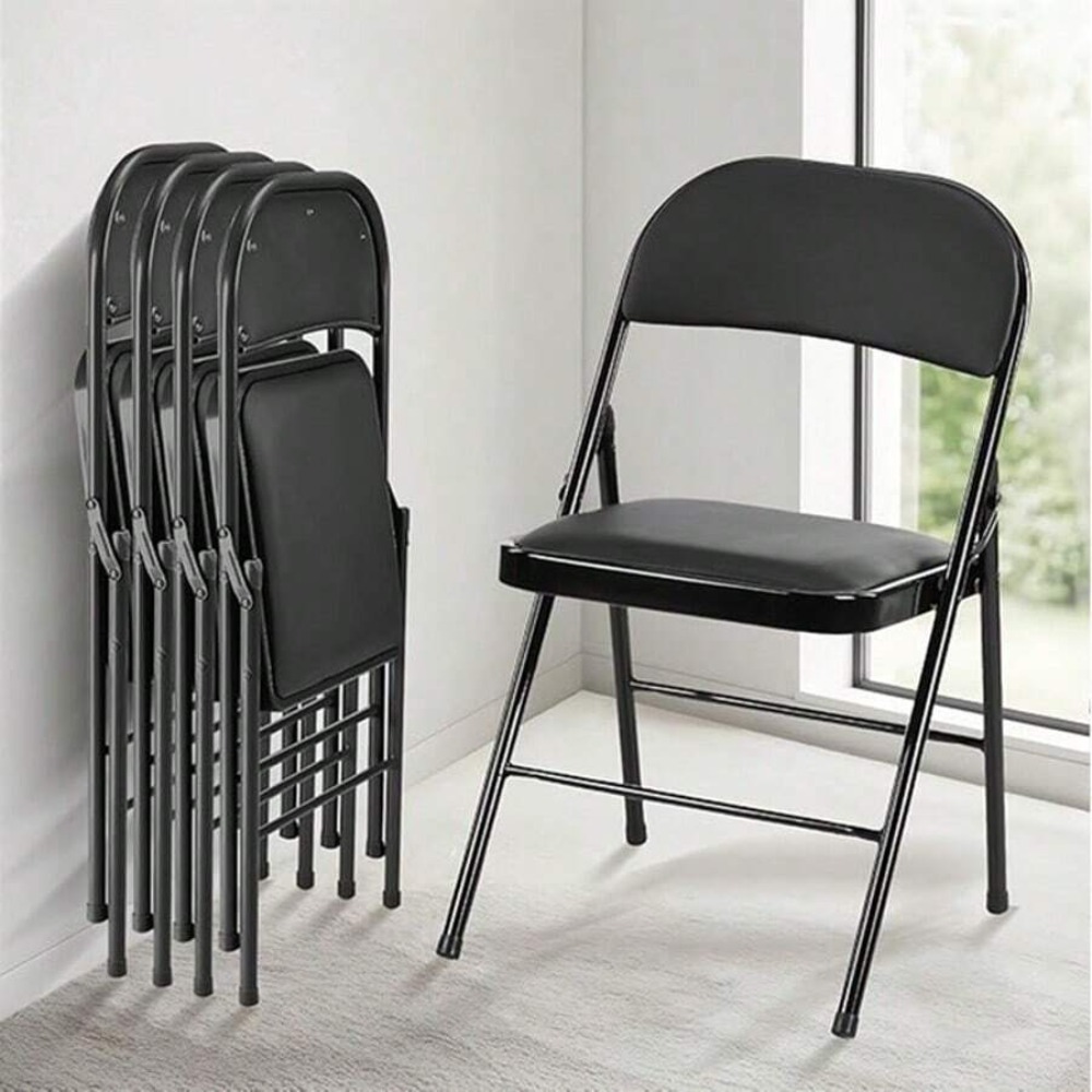 접이식 의자 4개 세트 가죽 패딩 접이식 의자 튼튼한  - Outdoor Camping Chairs 리뷰 및 가격