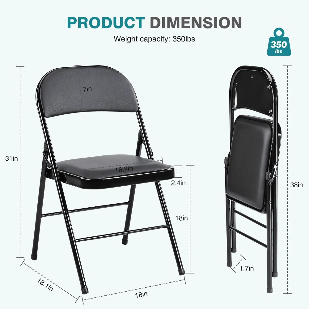 접이식 의자 4개 세트 가죽 패딩 접이식 의자 튼튼한  - Outdoor Camping Chairs 리뷰 및 가격