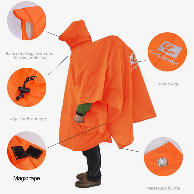3 in 1 아웃도어 레인코트 후드 소매 롱 방수 레인 - Camping Rain Poncho 리뷰 및 가격