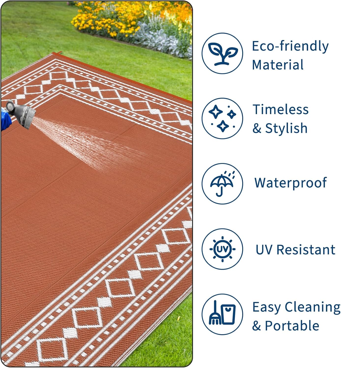 8x10 방수 양면 플라스틱 야외 러그 – 휴대용 RV - Outdoor Camping Rugs 8X10 리뷰 및 가격