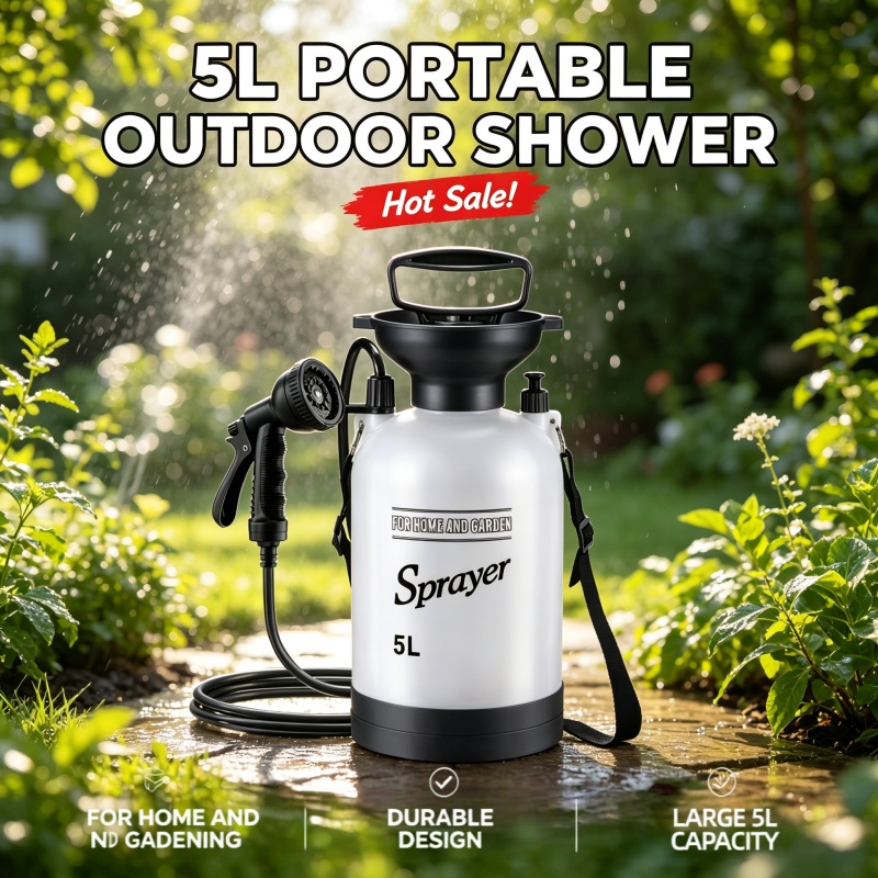 5L 휴대용 캠핑 샤워 수동 압력 분무기, 정원, 애완 - Portable Camping Shower 리뷰 및 가격