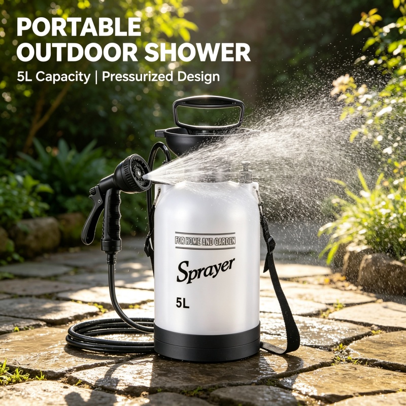 5L 휴대용 캠핑 샤워 수동 압력 분무기, 정원, 애완 - Portable Camping Shower 리뷰 및 가격